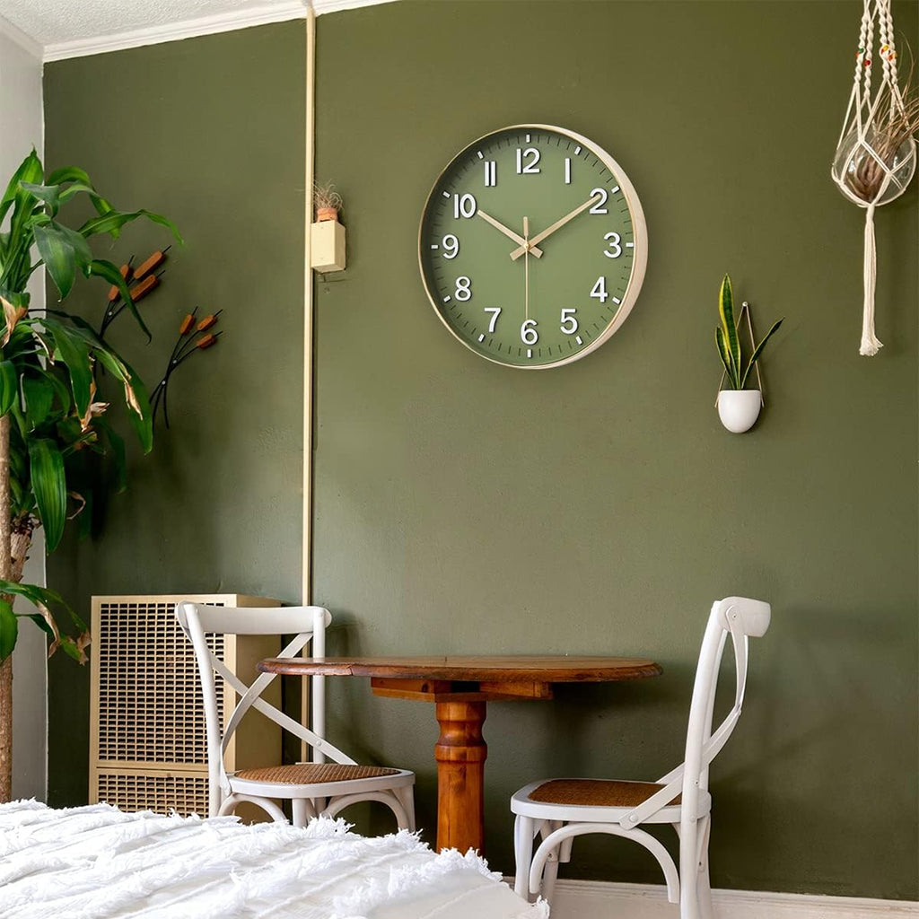 Battery Operated Luxe Black Wall Clock — 12" - View 5