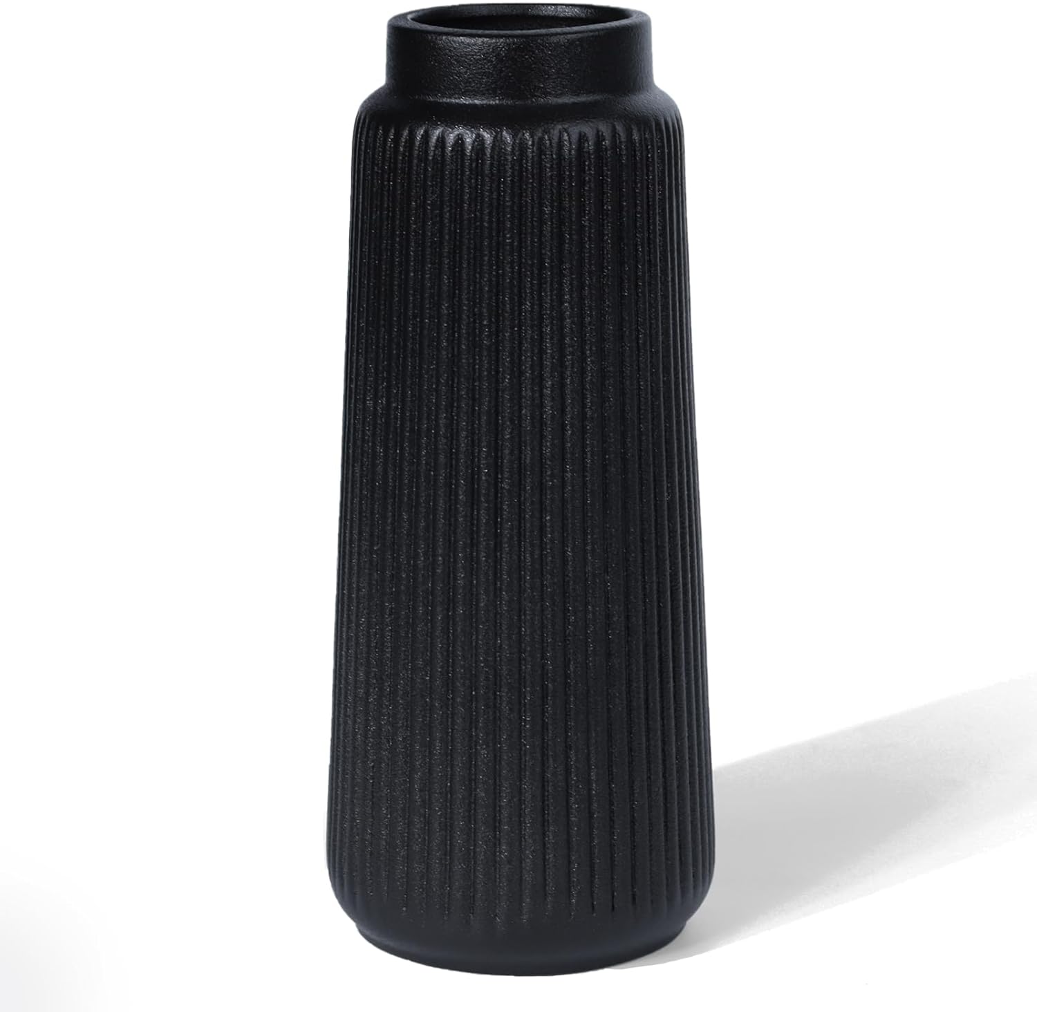 Modern Black Flower Vase — 8" — Matte Black03