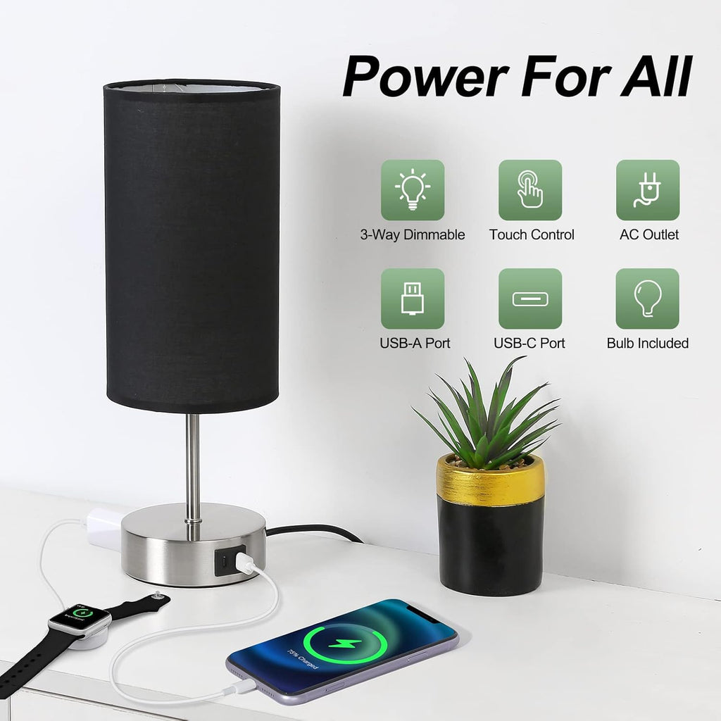 Dimmable Black Bedside Lamp - View 2