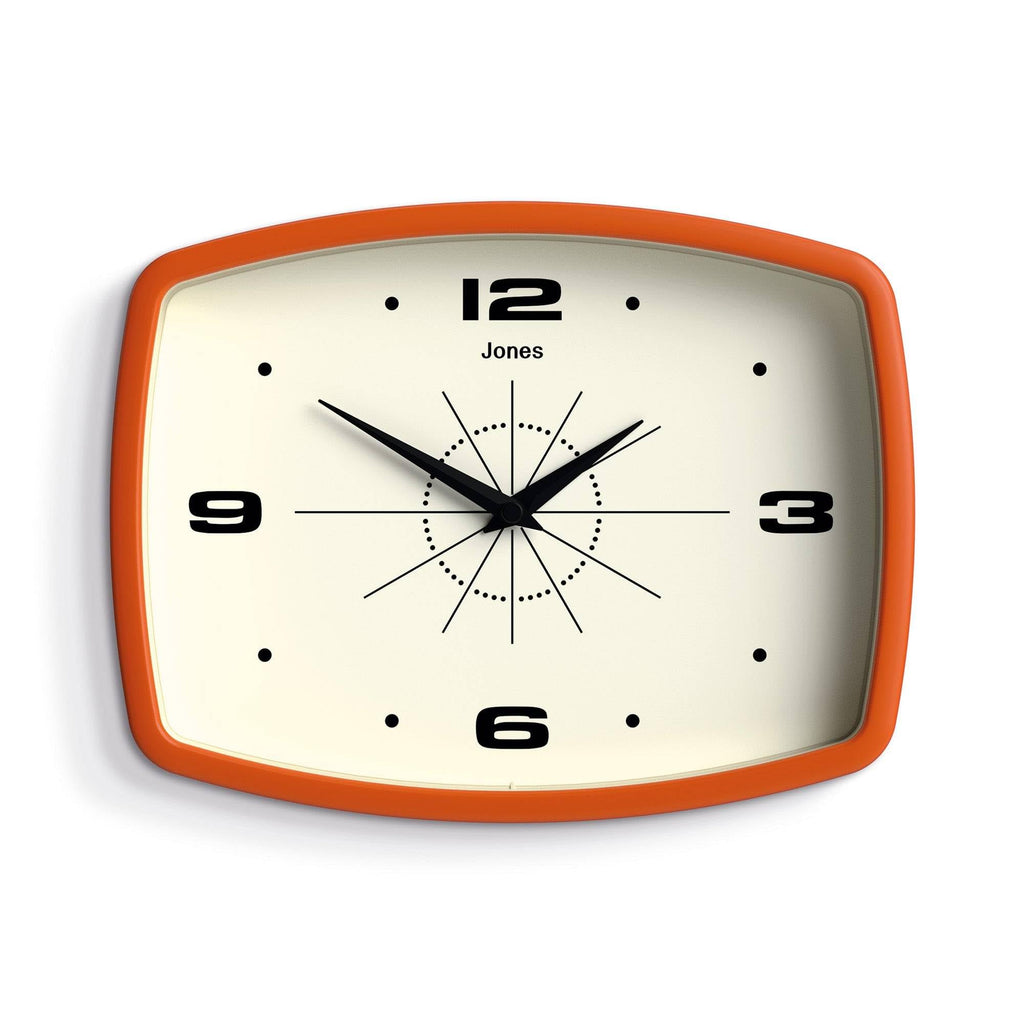 Rectangular Mid-Century Black Wall Clock — 10"