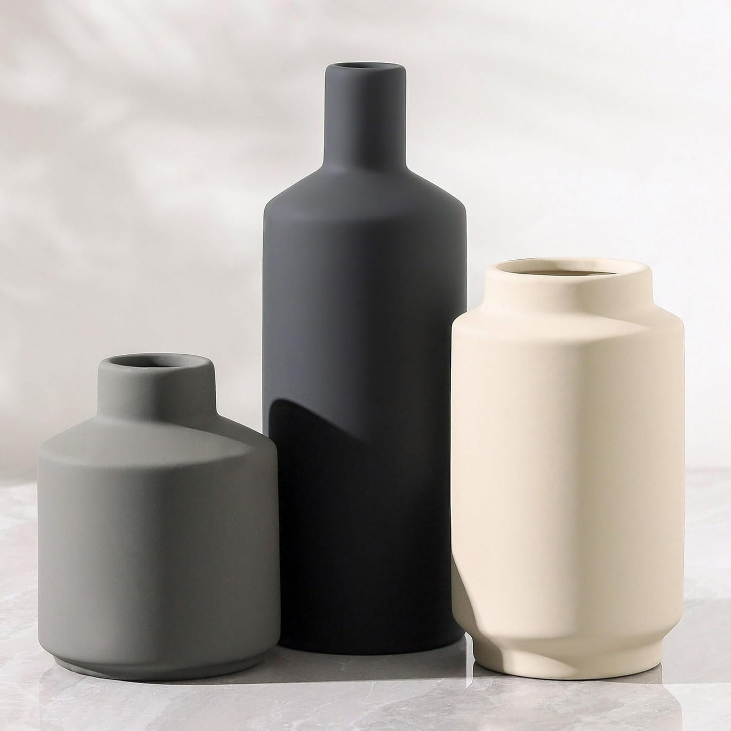 Boho Grey Decorative Vase — Set of 3 — Multi Grey