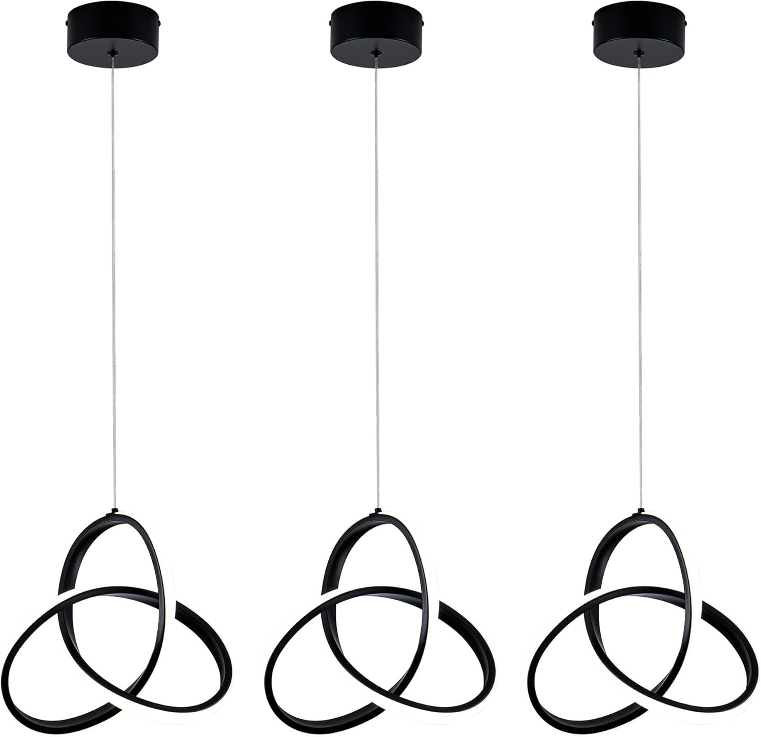 Adjustable Modern Black Pendant Light — Black Flower 4000K
