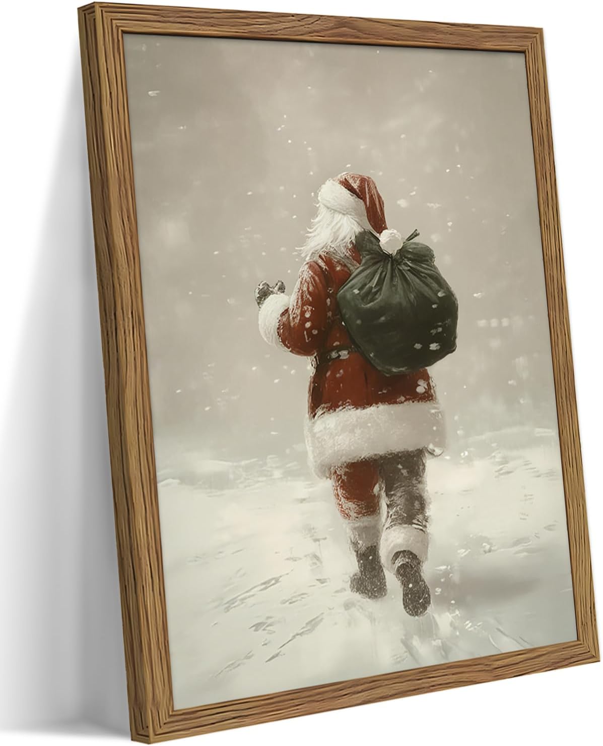 Framed Black Canvas Wall Art — 16" — Santa Claus