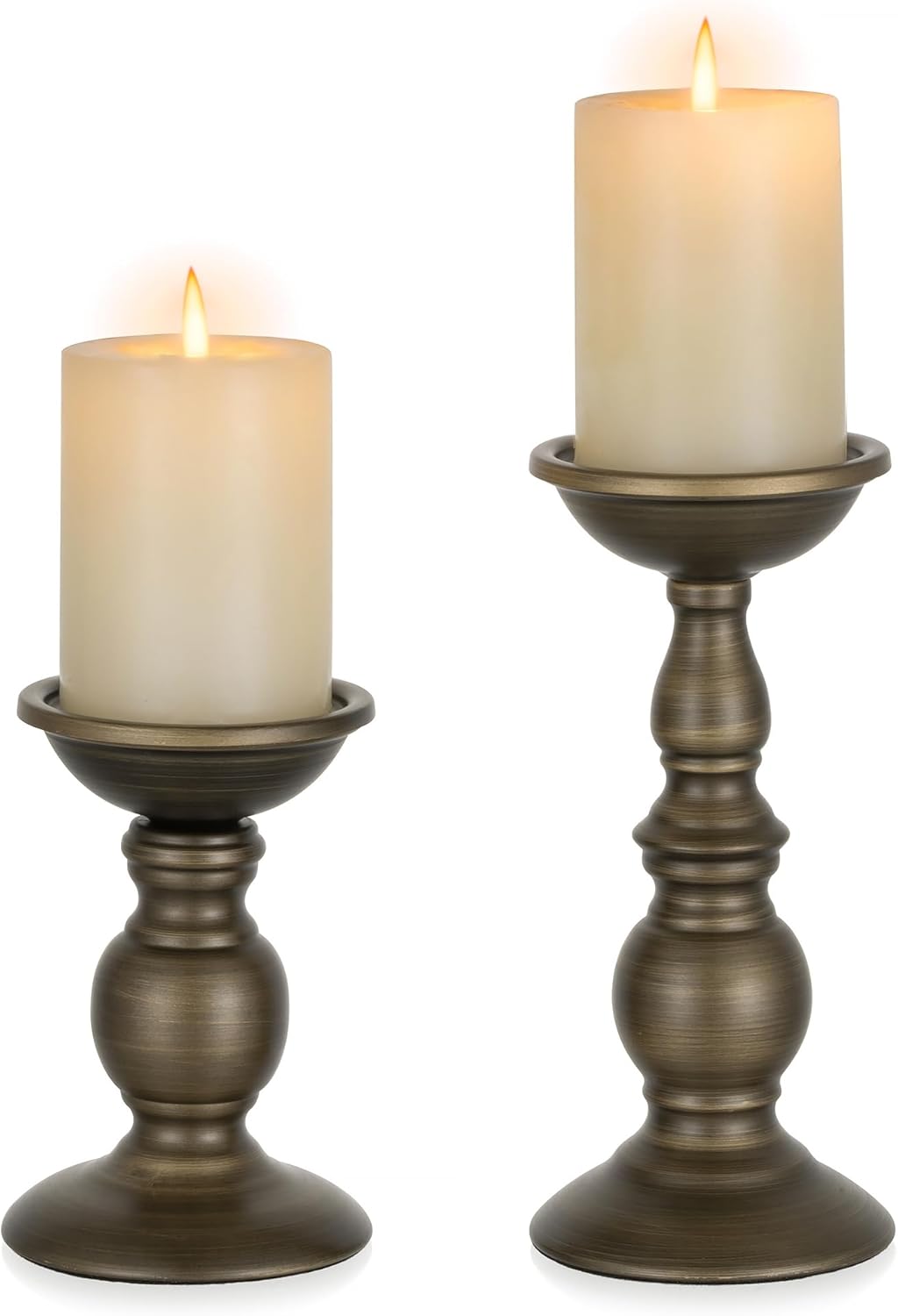 Vintage Luxe Black Pillar Candle — Bronze