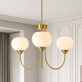 Vintage Luxe Orange Chandelier — 5-Light — Rod - White 3 Lights