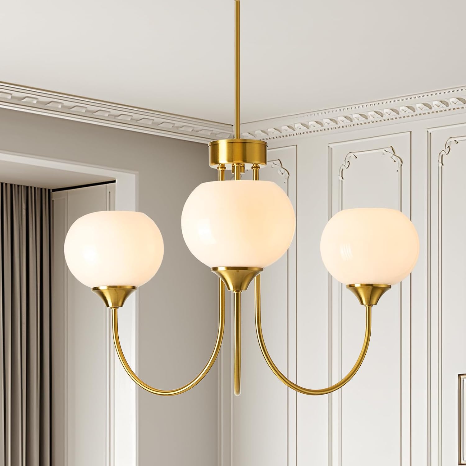 Vintage Luxe Orange Chandelier — 5-Light — Rod - White 3 Lights