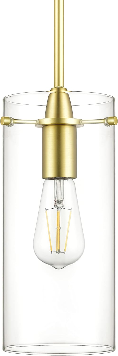 Black Pendant Light — Satin Brass