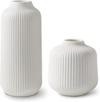 Boho Black Flower Vase — Set of 2 — White