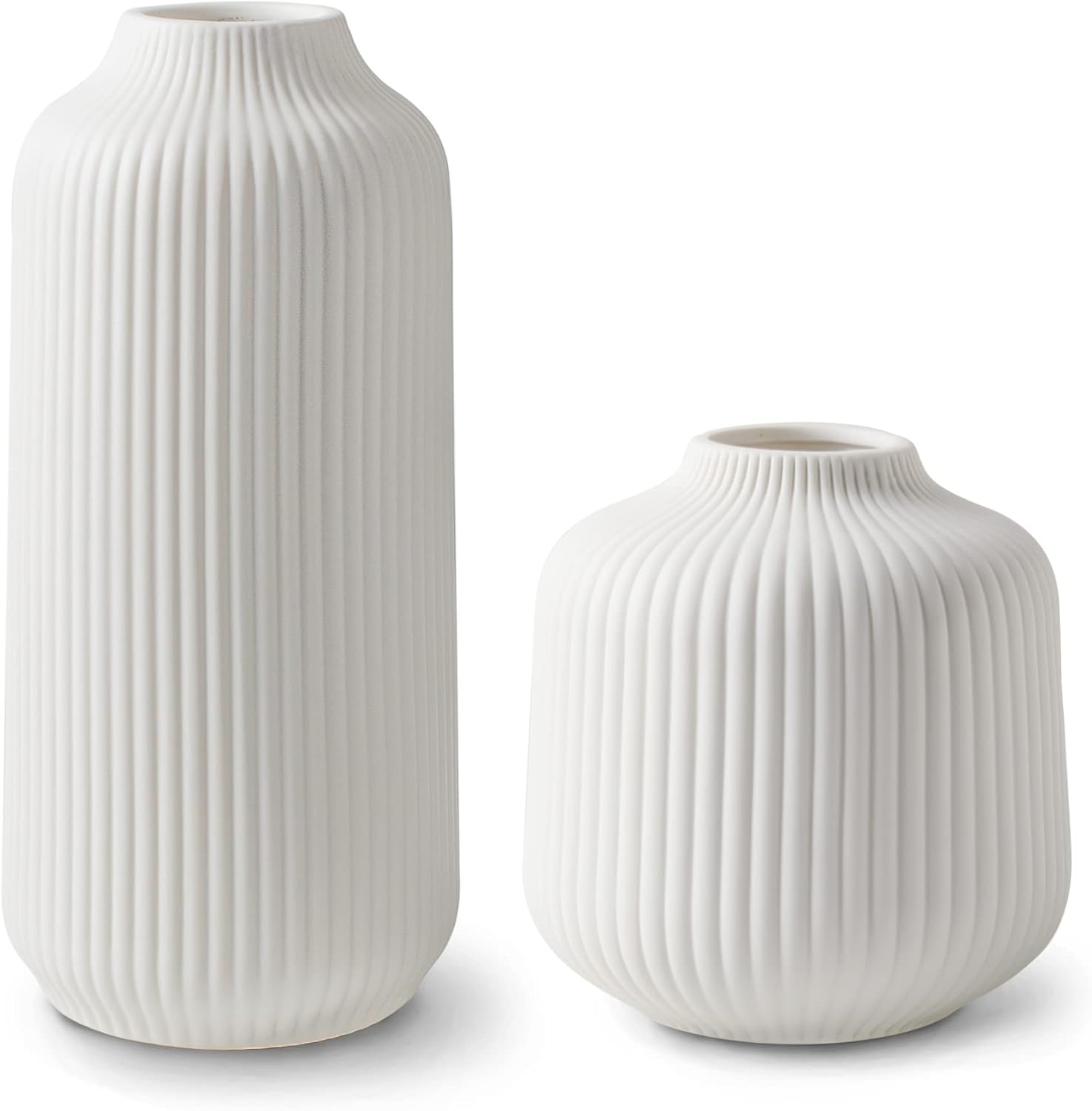 Boho Black Vase — 8" — White