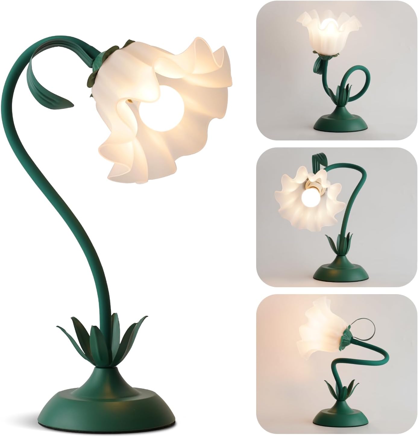 Vintage Blue Table Lamp — Dark Green