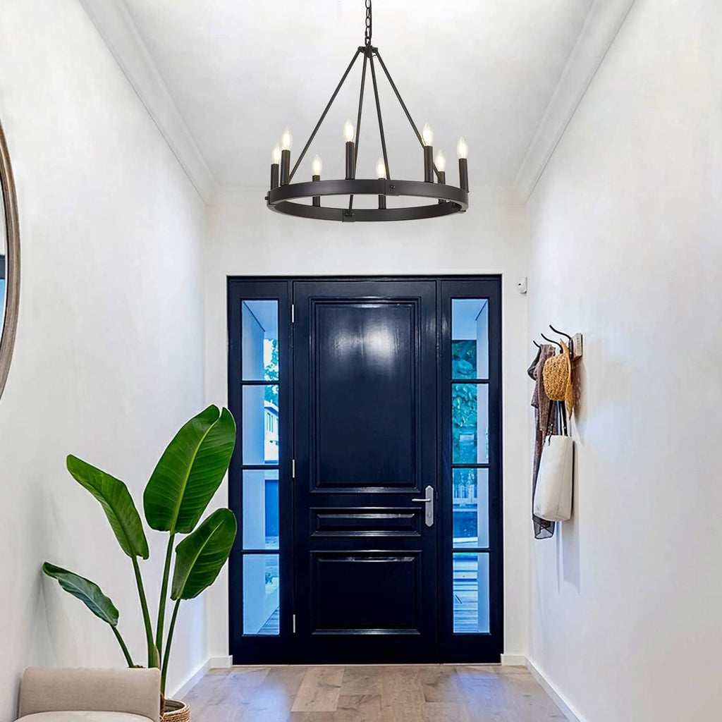 Round Farmhouse Metal Chandelier — 24" - View 2