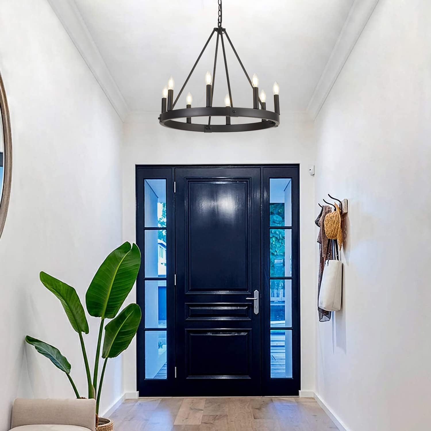 Round Farmhouse Metal Chandelier — 24" - View 2