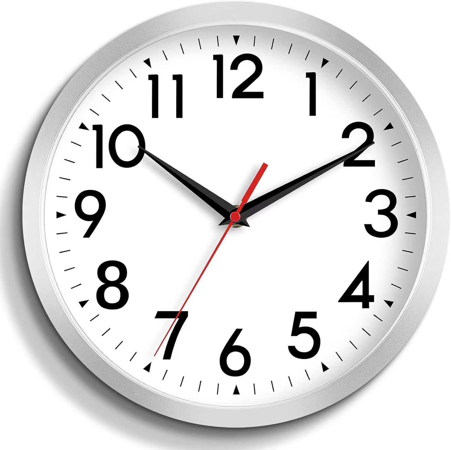 Battery Operated Black Wall Clock — 14" — B-silver