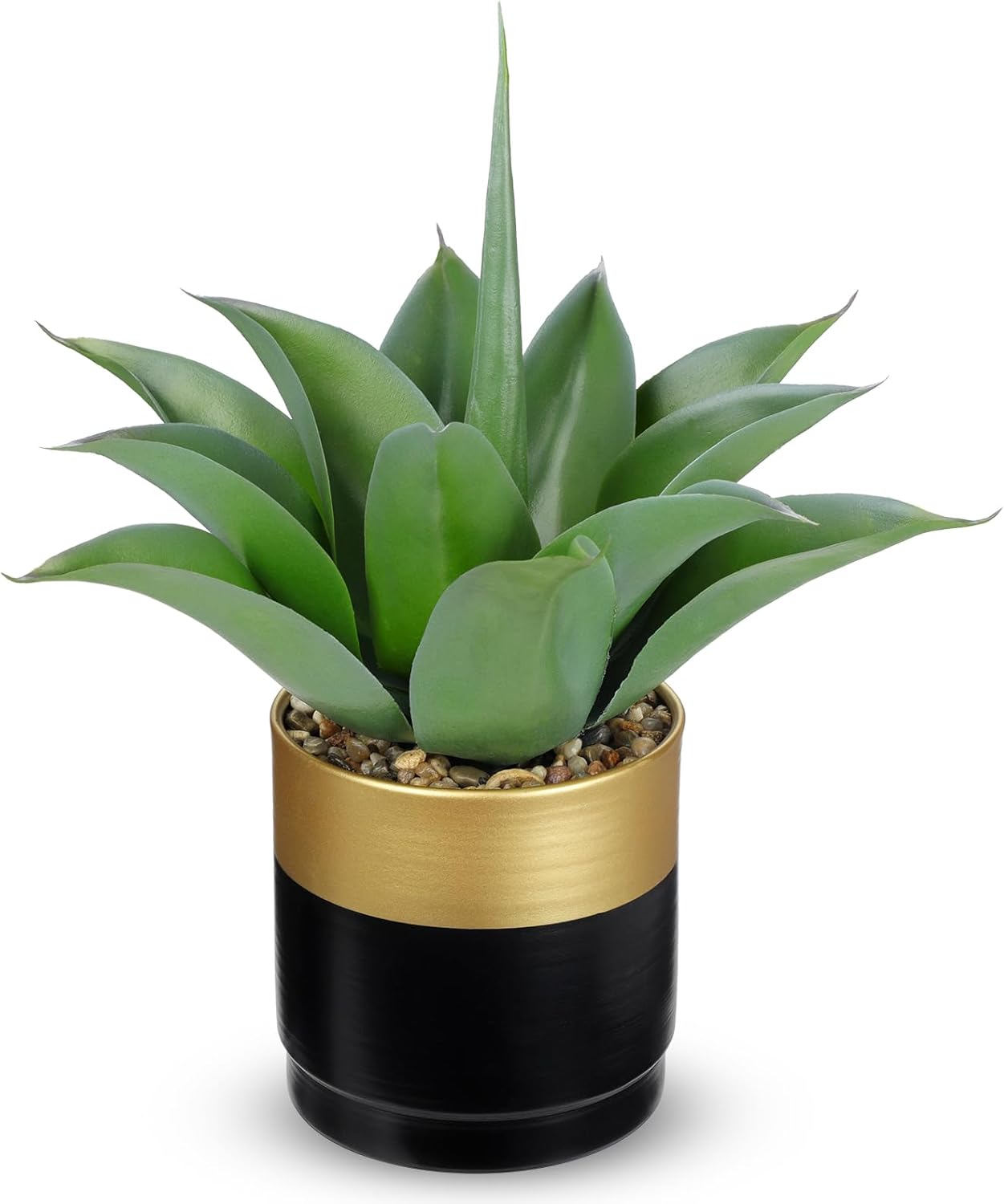 Farmhouse Black Artificial Plant — Aloe Vera Gold Black Vase