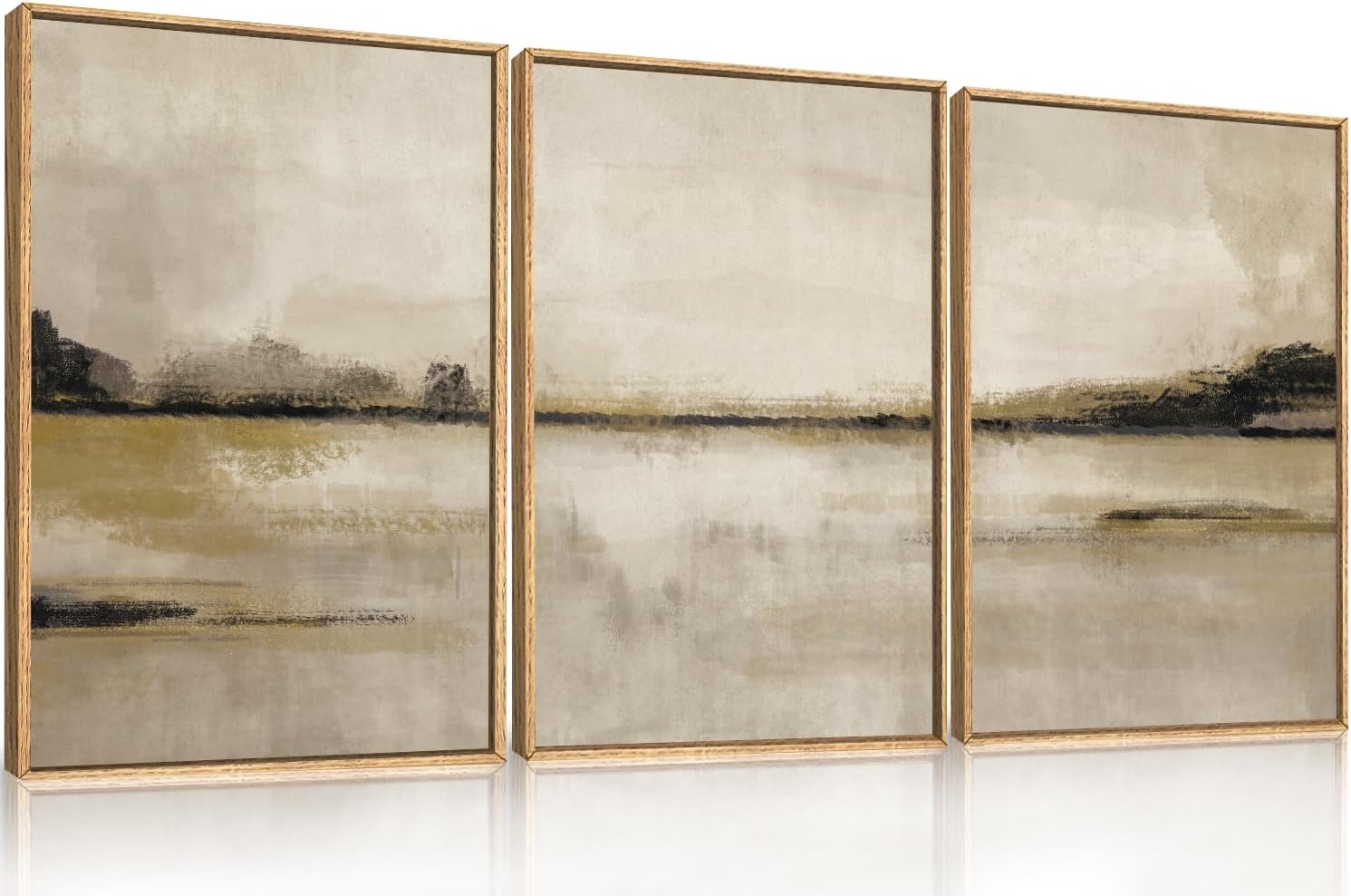 Framed Boho Beige Canvas Wall Art — 16" — Textured Wall Art