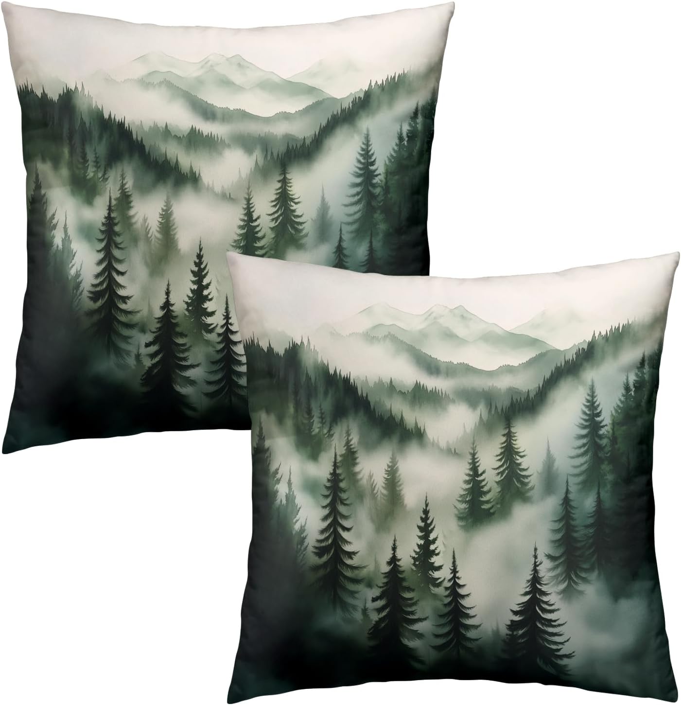 Vintage Boho Black Pillow Cover — 18" — Forest Green