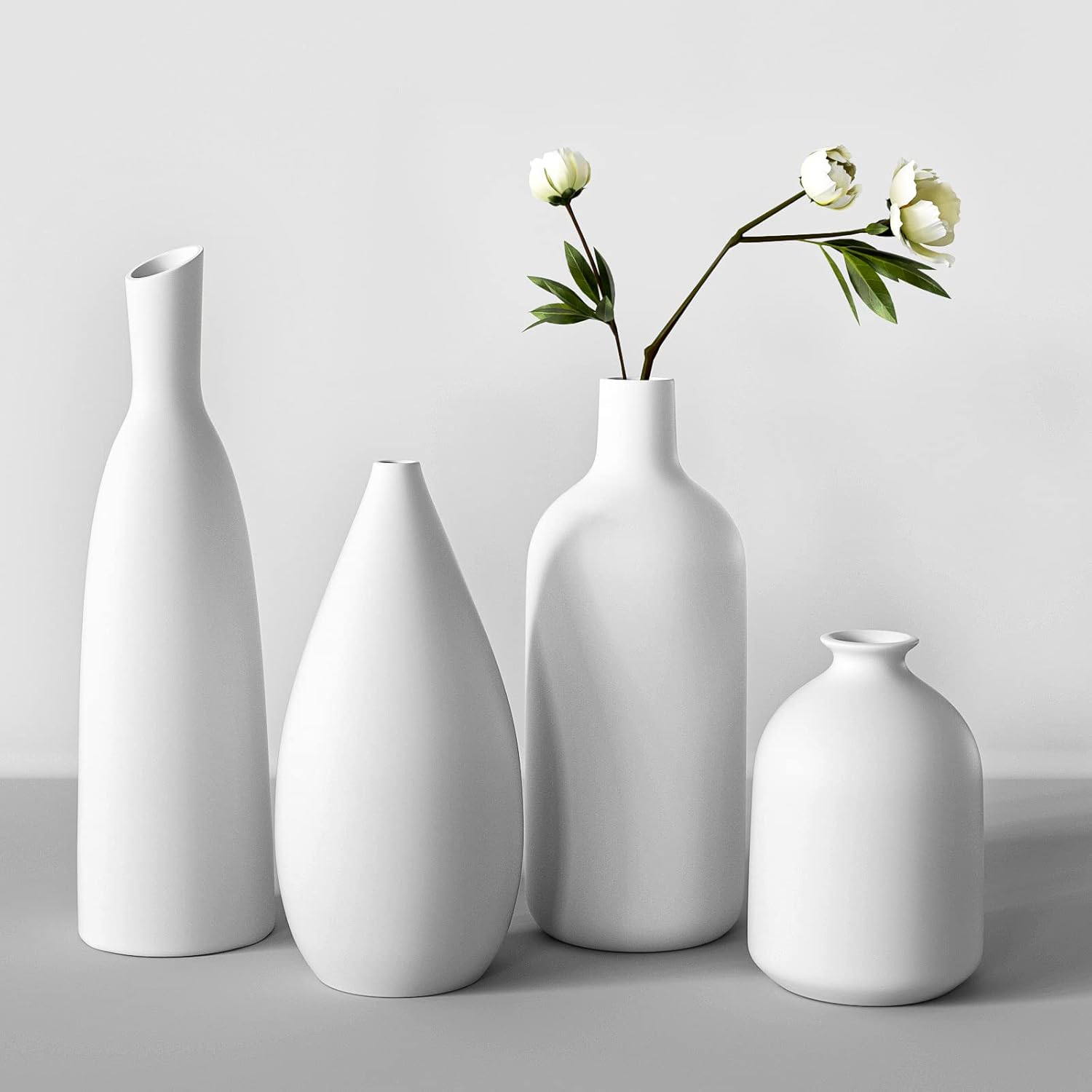 Modern Black Vase Set — Set of 4 — White*4
