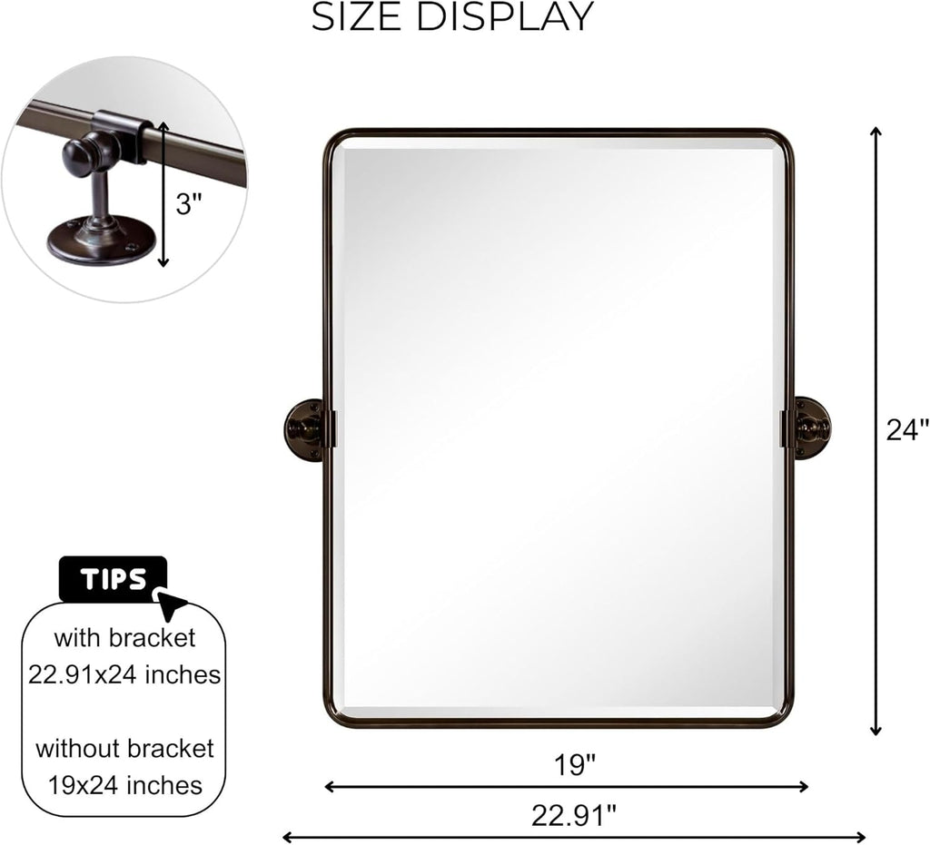 Framed Farmhouse Black Vanity Mirror — 24" - View 3