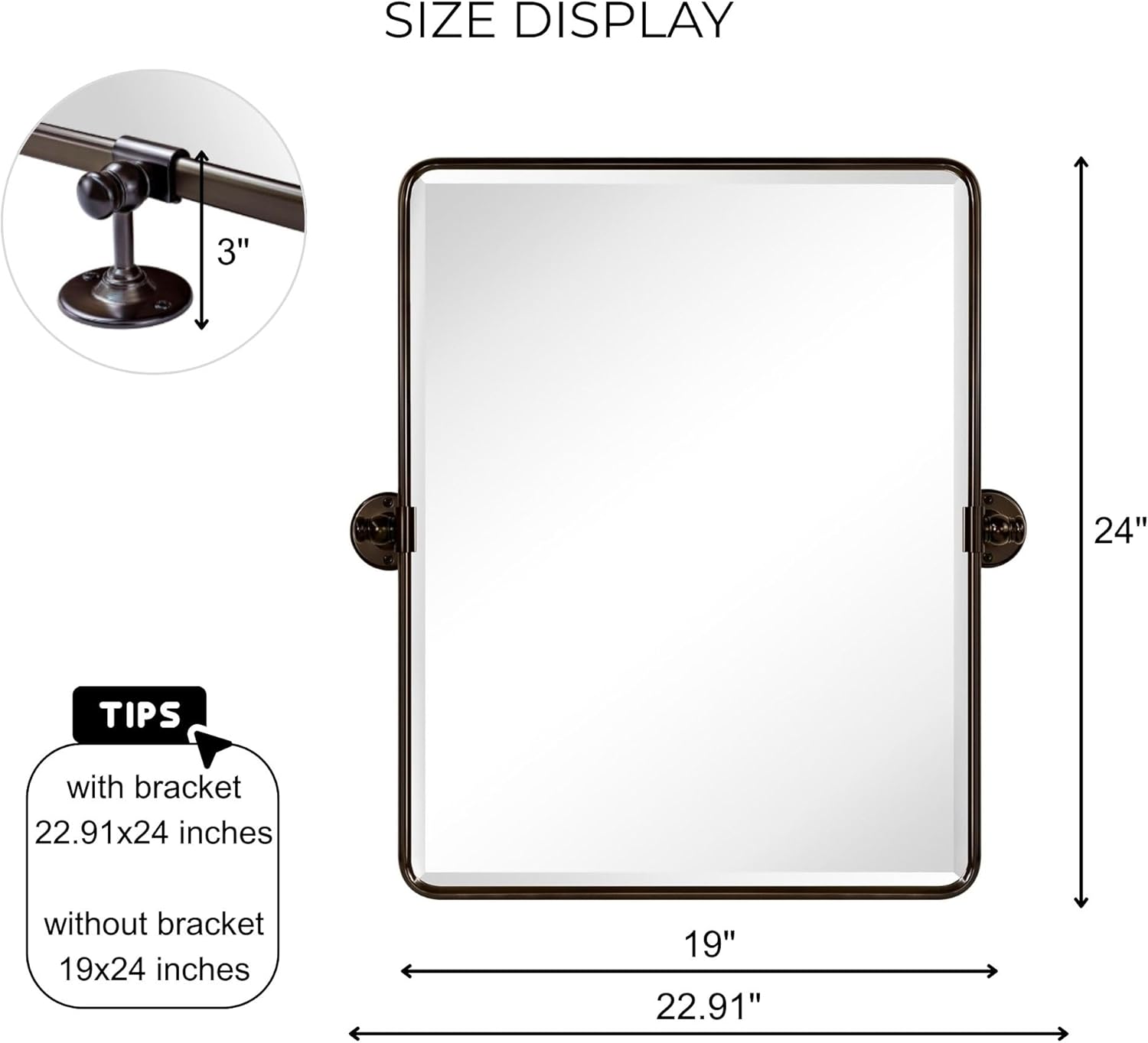 Framed Farmhouse Black Vanity Mirror — 24" - View 3