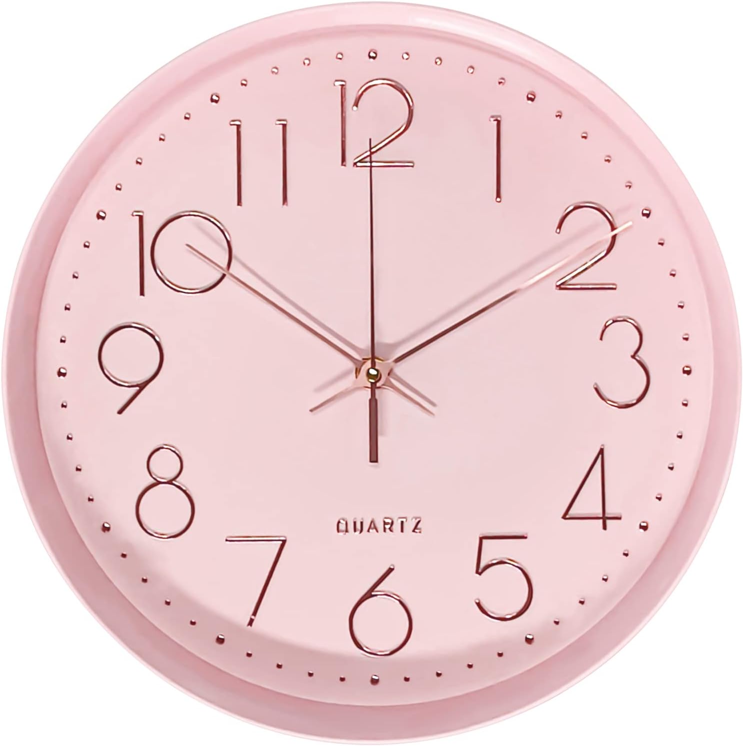 Battery Operated Beige Wall Clock — Pink