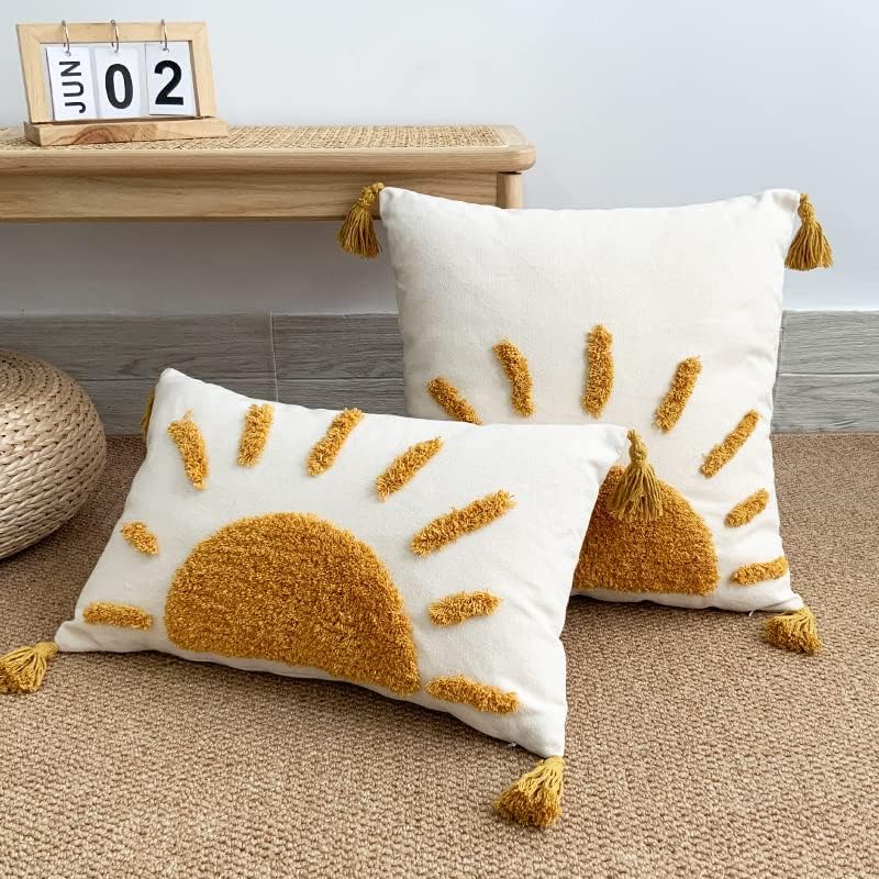 Tufted Boho Fabric Throw Pillow Cover — 20" - View 5