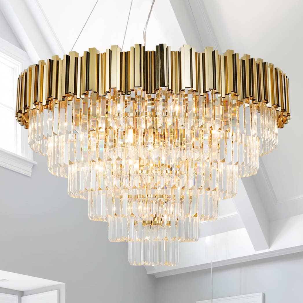 Round Luxe Gold Chandelier — 6-Light — Gold 35.4"