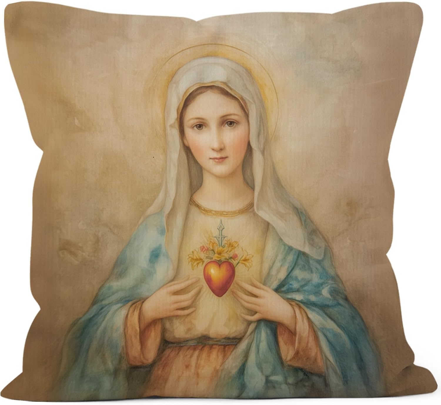 Boho Brown Throw Pillow Cover — 18x18 — Mary Heart