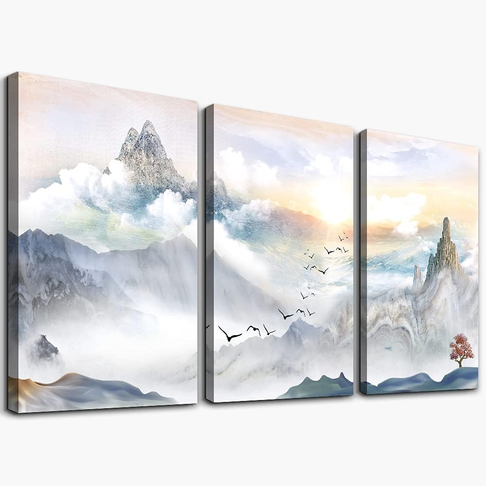 Modern Beige Framed Wall Art — 12" — 12x16inches*3pcs