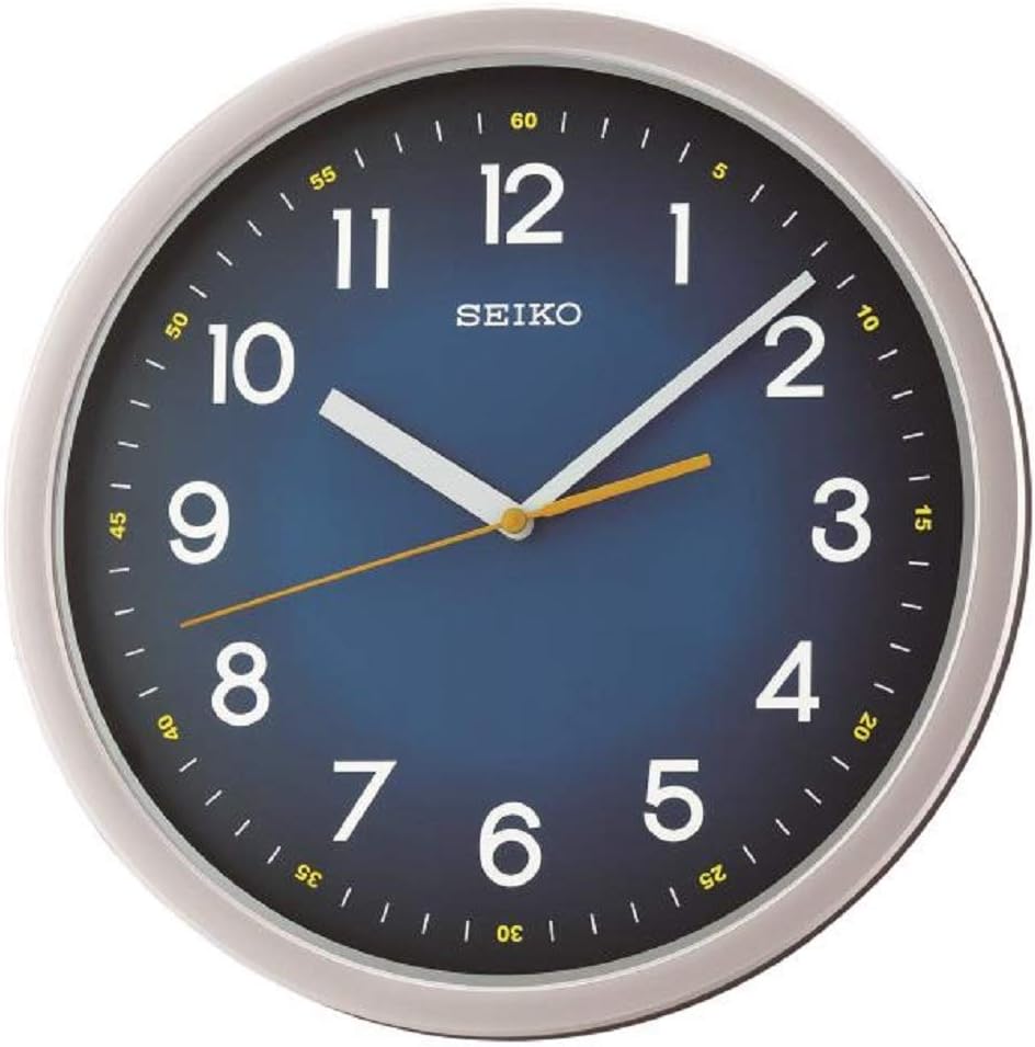 Modern Black Wall Clock — 12.24" — Silver