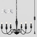 Farmhouse Black Chandelier — 6 Lights-Black-Plug In