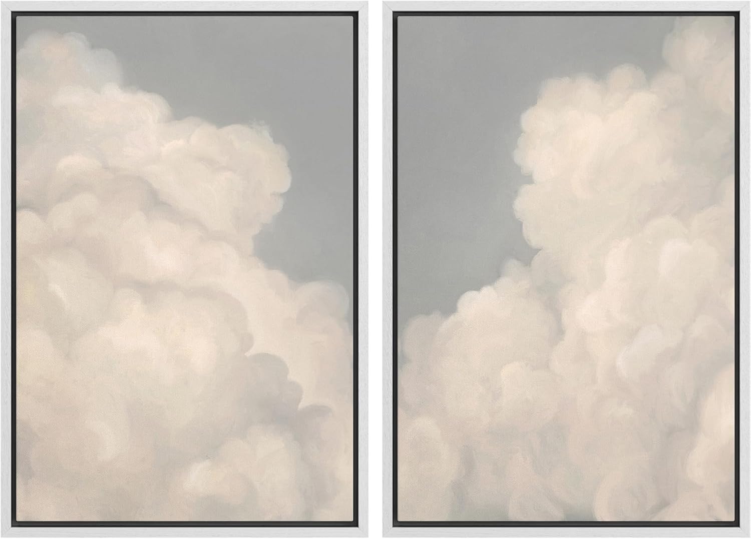 Framed Mid-Century Fabric Wall Art — 16" — 16" x 24" x 2 Panels WHITE