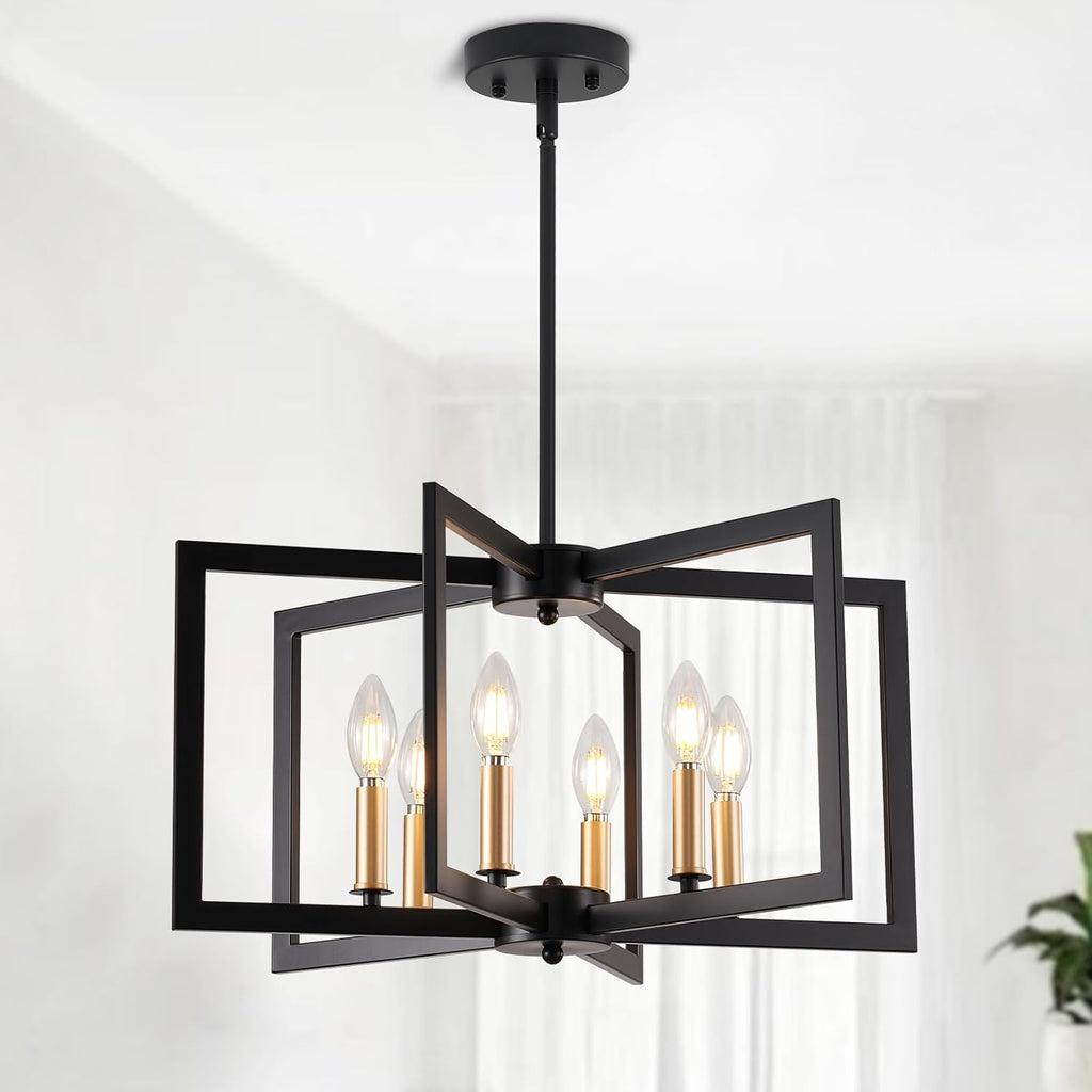 Farmhouse Black Chandelier — 6-Light — Multicolor