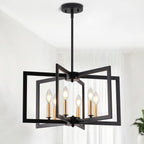 Farmhouse Black Chandelier — 6-Light — Multicolor