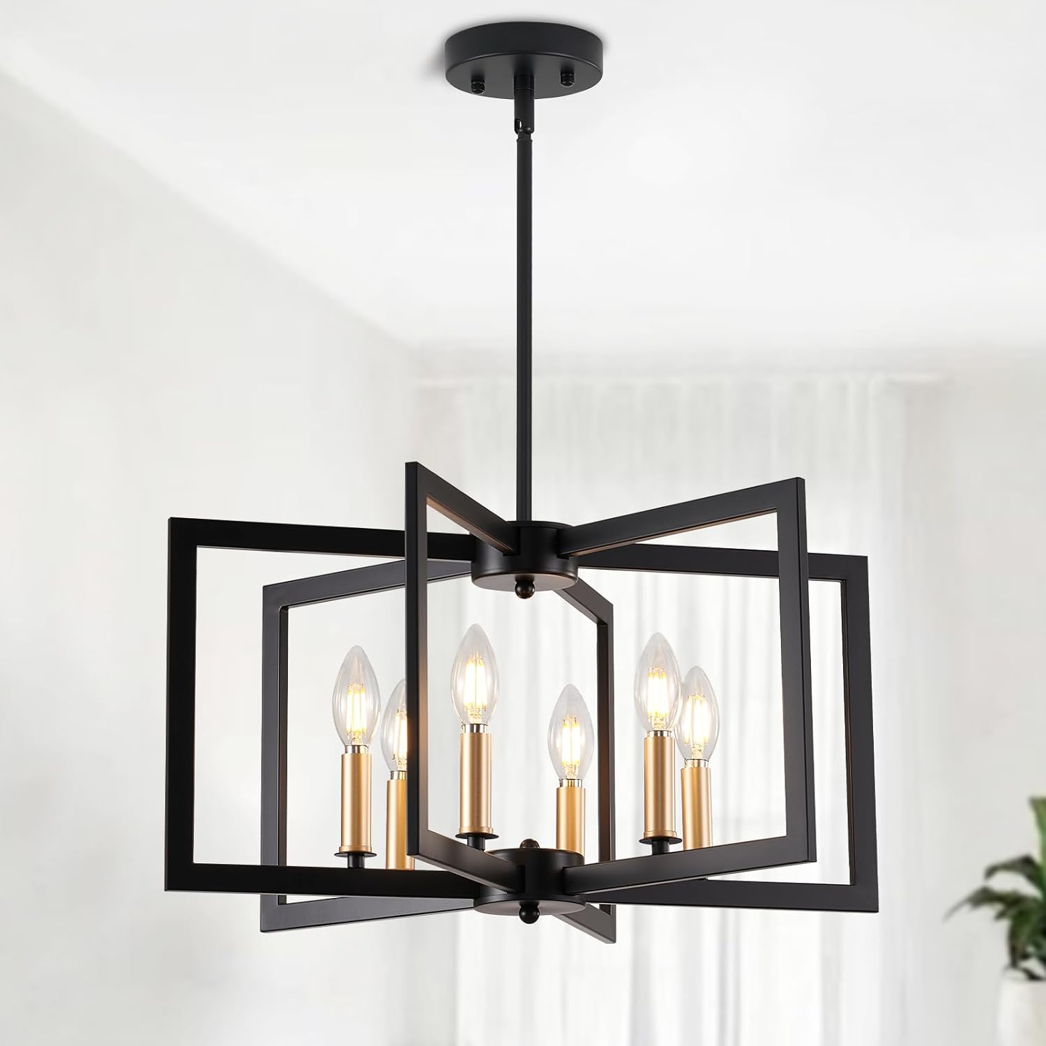 Farmhouse Black Chandelier — 6-Light — Multicolor