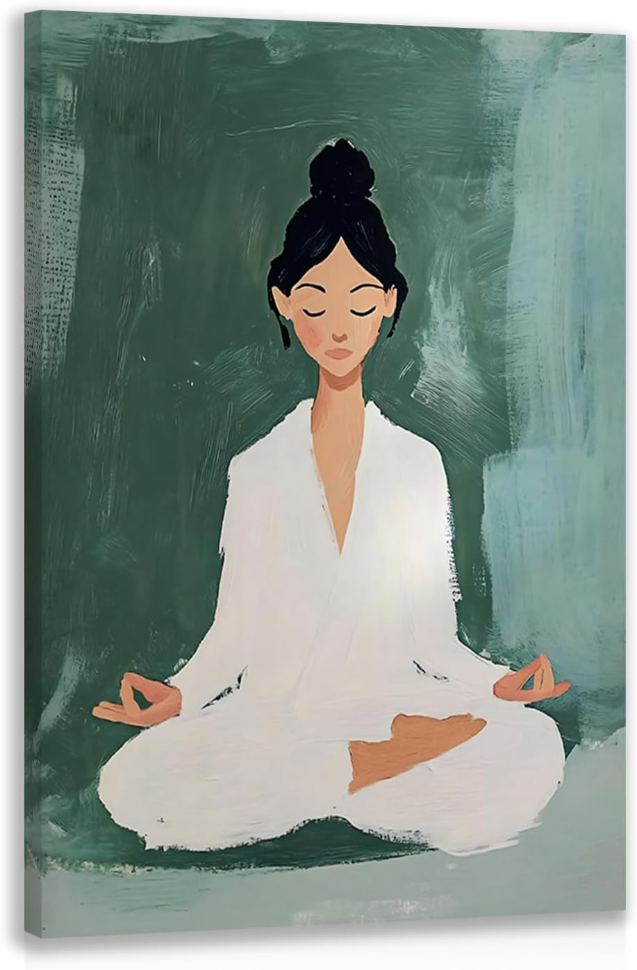 Framed Modern Black Canvas Wall Art — 16" — Green