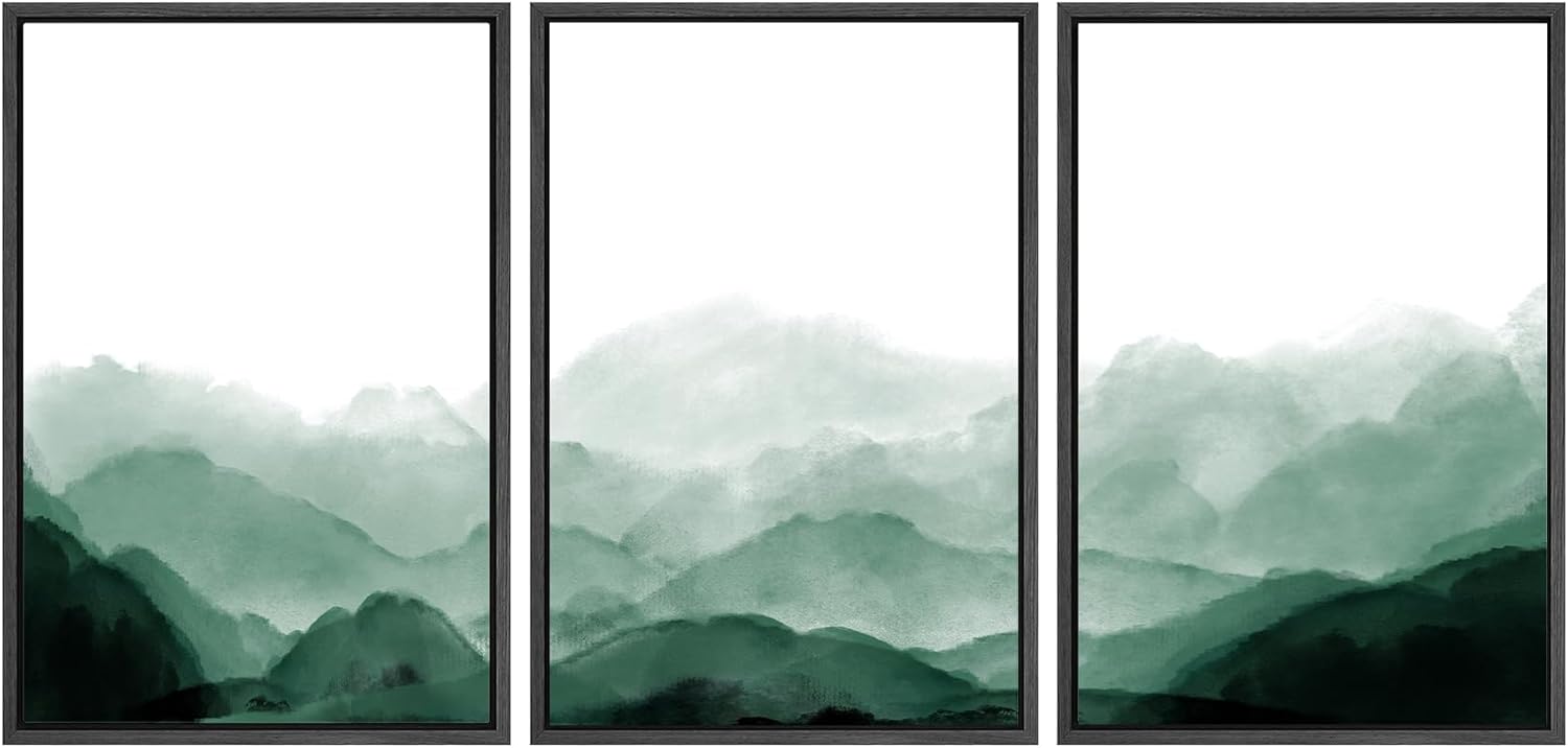Framed Modern Fabric Wall Art — 24" — 16"x24"x3 Panels Black