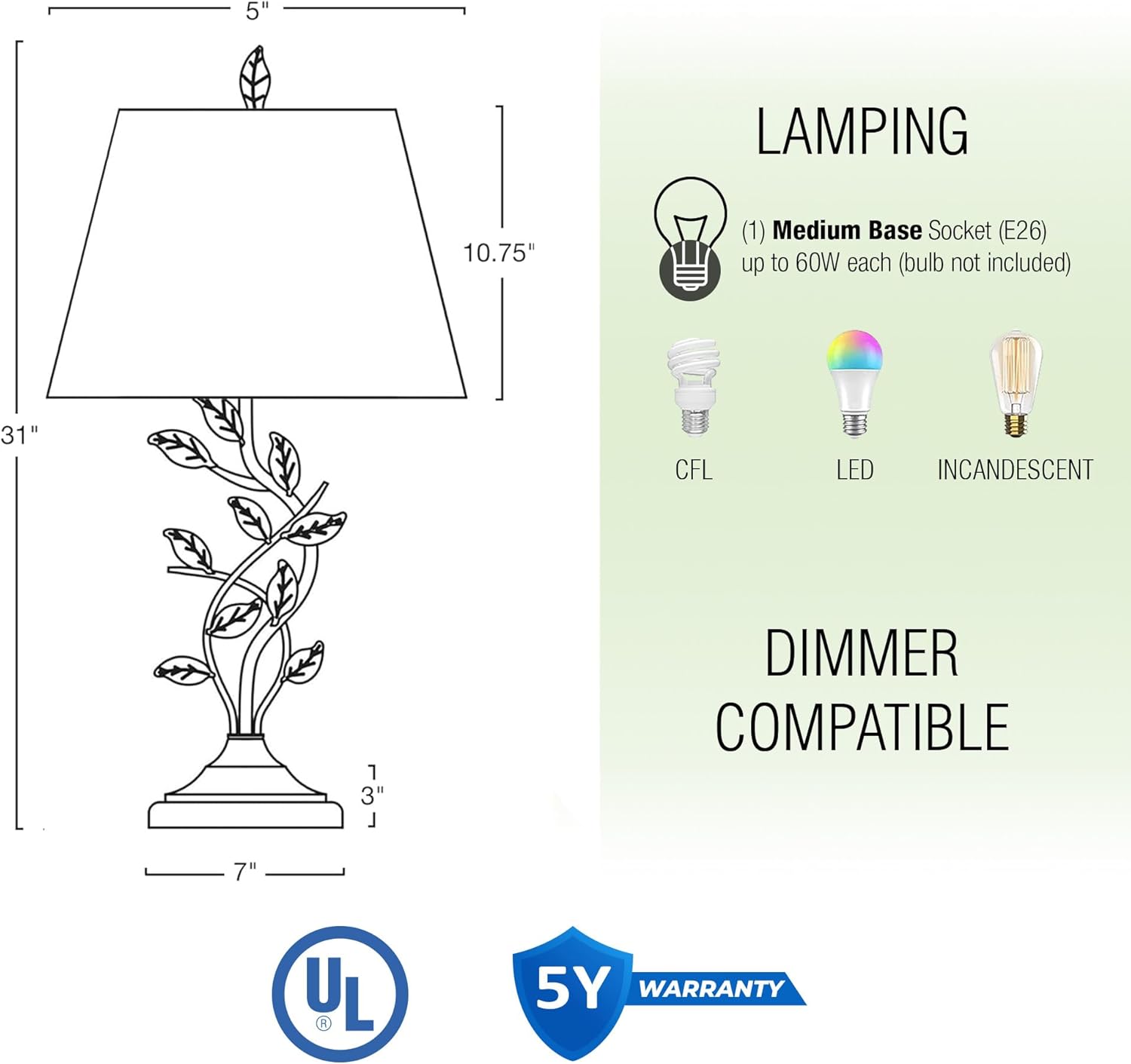 Farmhouse Fabric Table Lamp — 31" - View 4