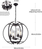 Farmhouse Black Chandelier — 4-Light - View 2
