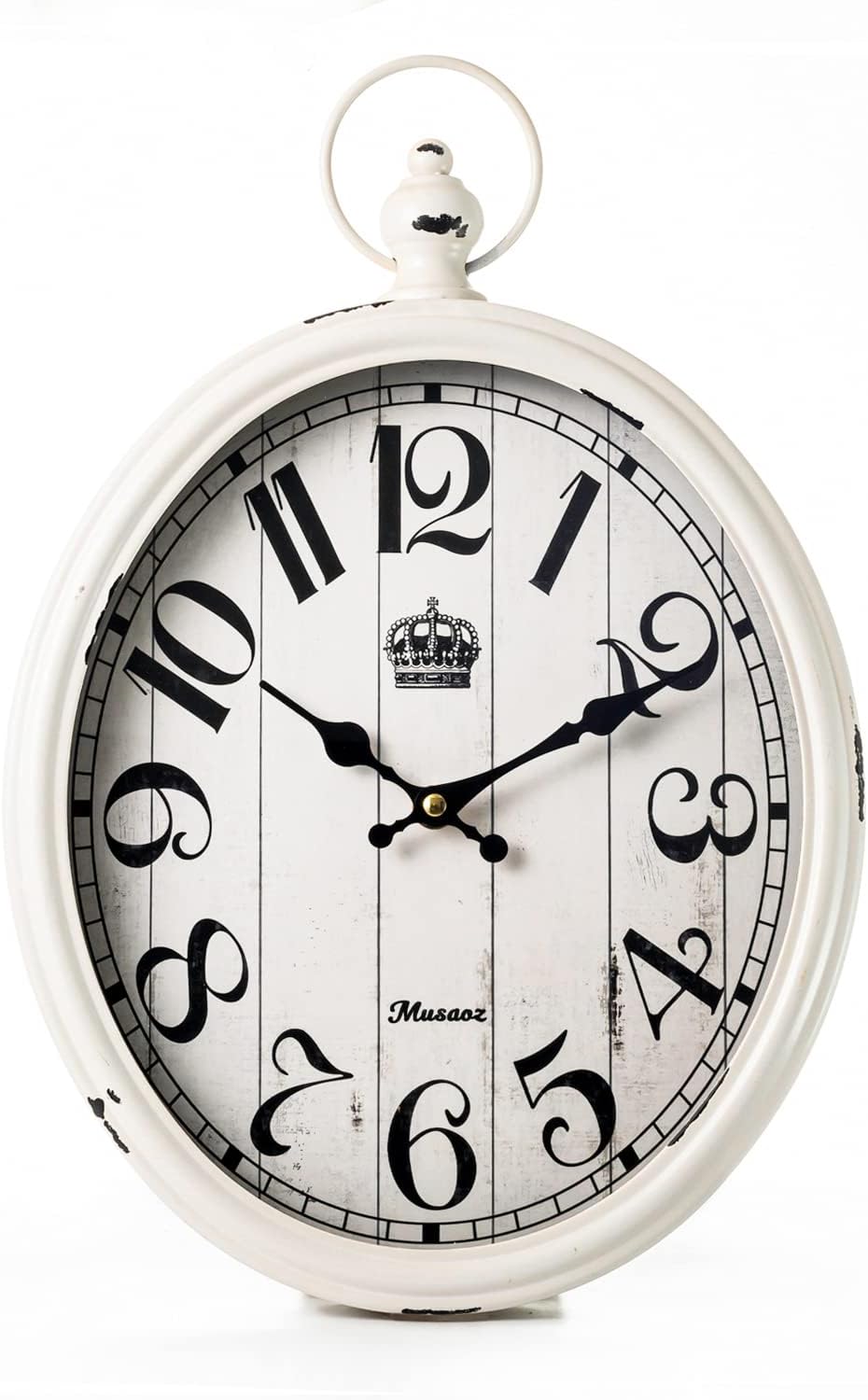 Battery Operated Farmhouse Black Wall Clock — 16" — White