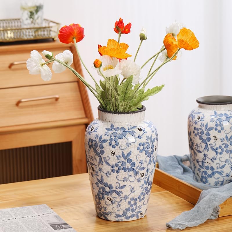 Vintage Farmhouse Ceramic Flower Vase — 8" - View 3
