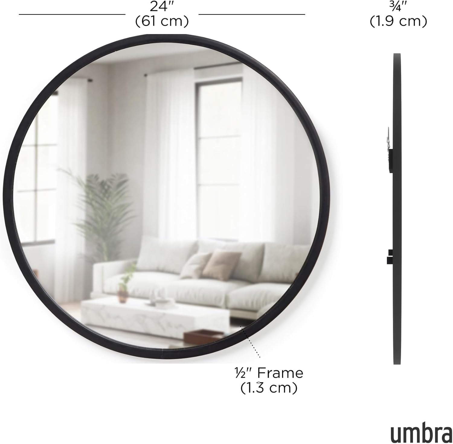 Round Modern Beige Wall Mirror — 24" - View 3
