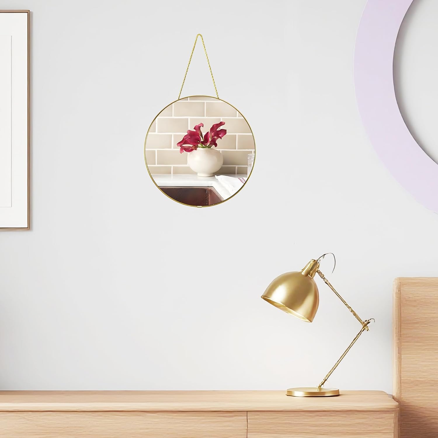 Round Luxe Black Wall Mirror — 12.6" - View 3