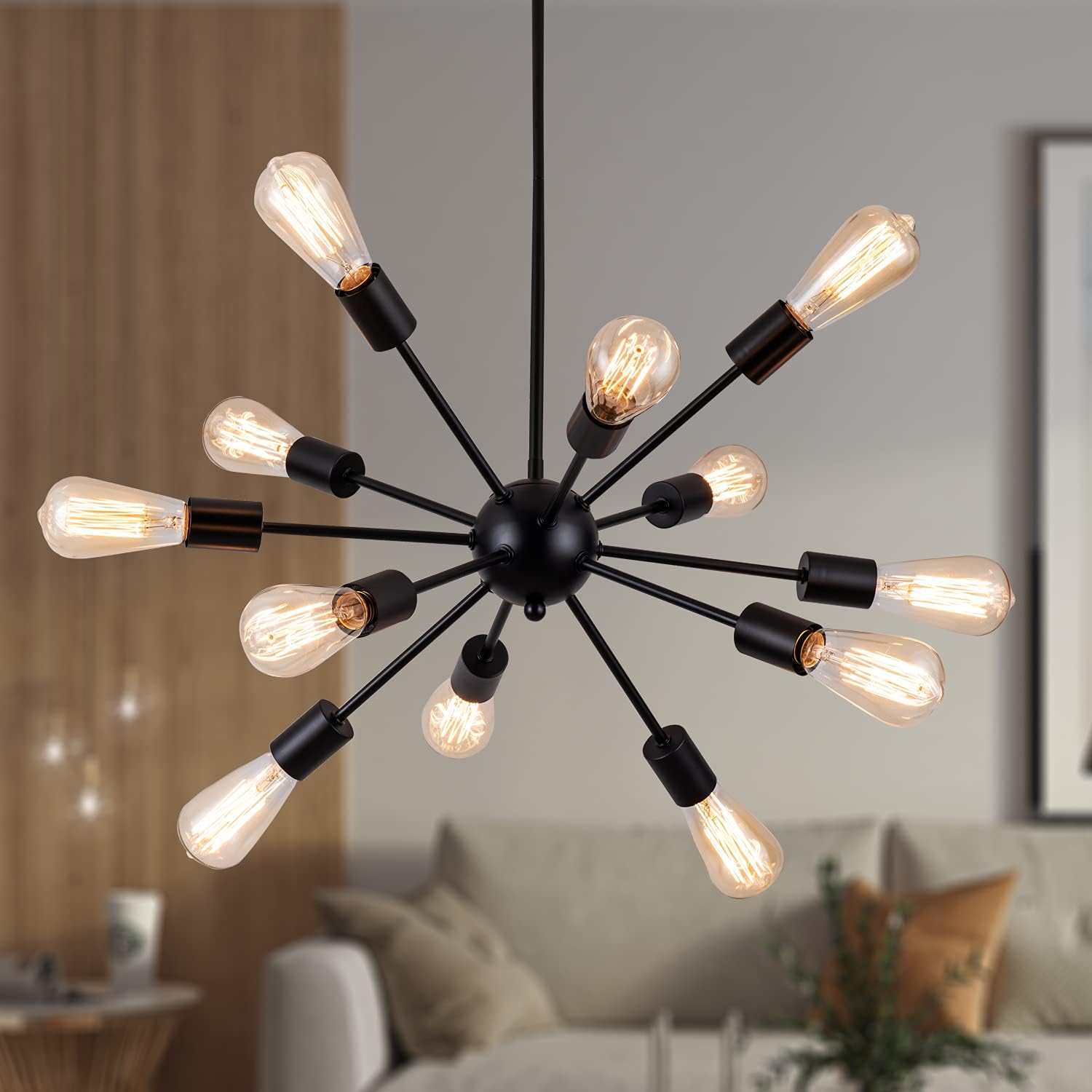 Vintage Farmhouse Black Chandelier — 12-Light — Black