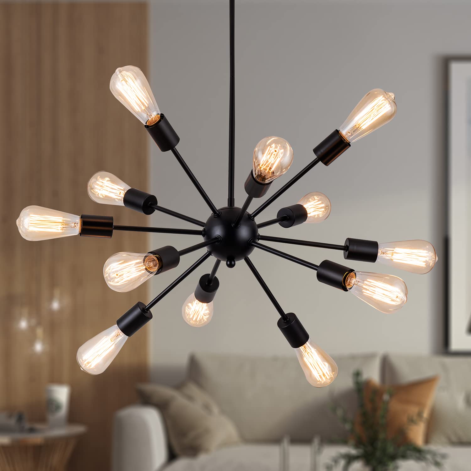 Vintage Farmhouse Black Chandelier — 12-Light