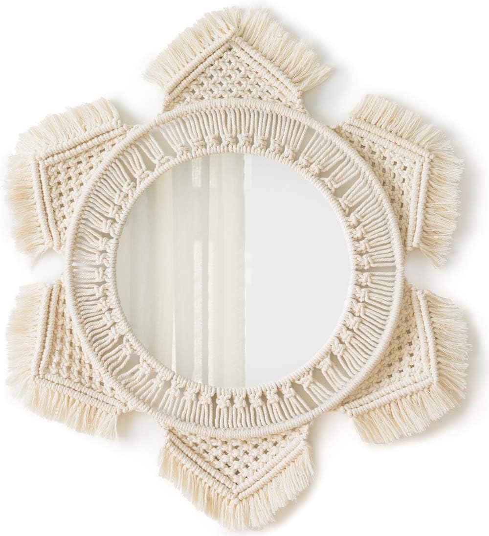 Round Boho Rattan Wall Mirror - View 8