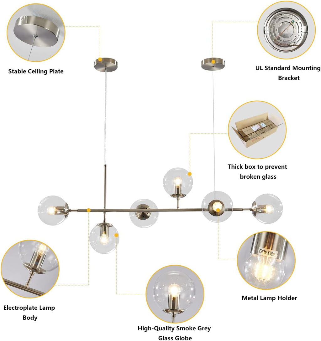 Mid-Century Gold Chandelier — 6-Light - View 3