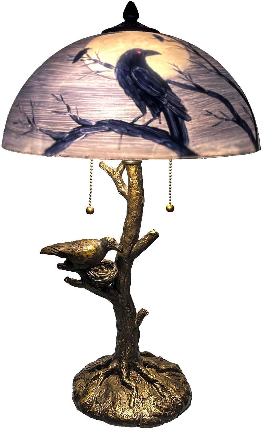 Hand-Painted Black Table Lamp — 14" — 14"D x 14"W x 22"H