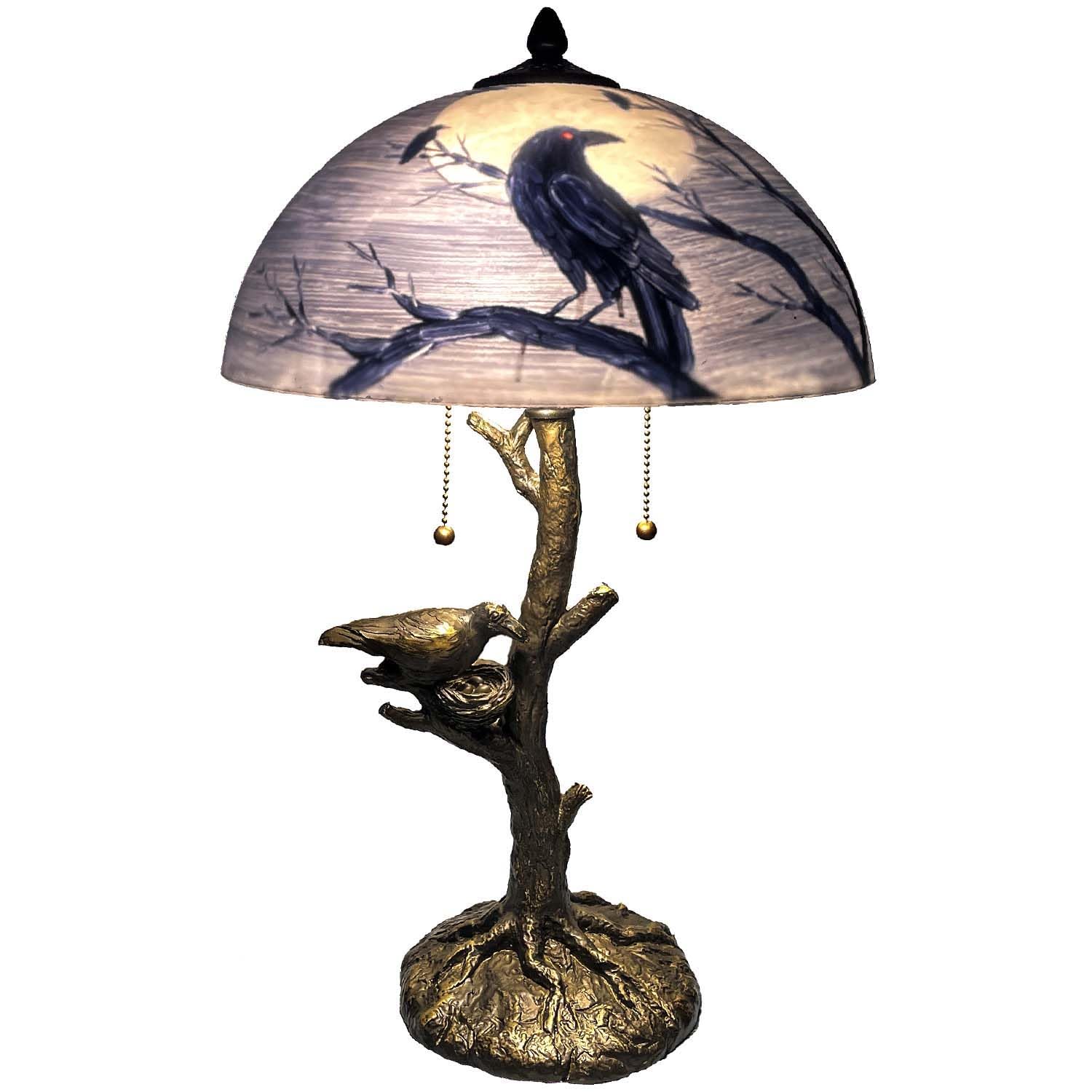 Hand-Painted Black Table Lamp — 14"