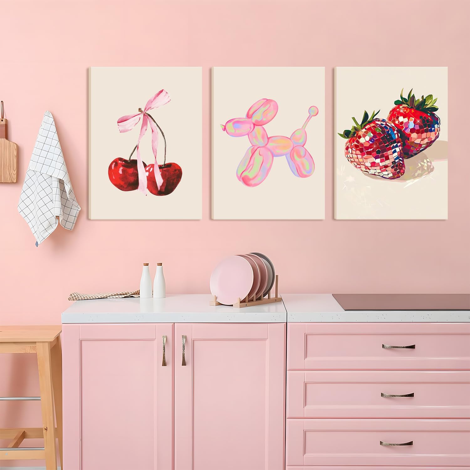 Framed Pink Canvas Wall Art — 16" - View 5
