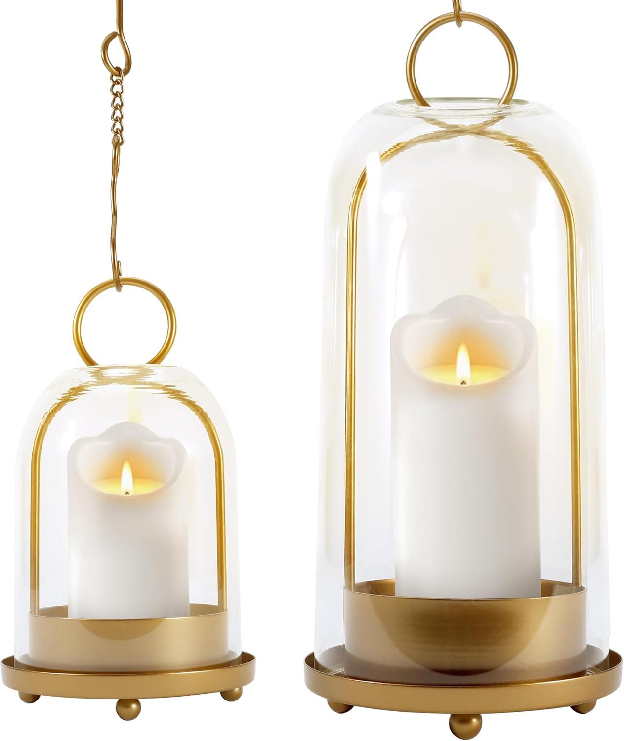 Vintage Farmhouse Gold Pillar Candle — Gold-large&medium